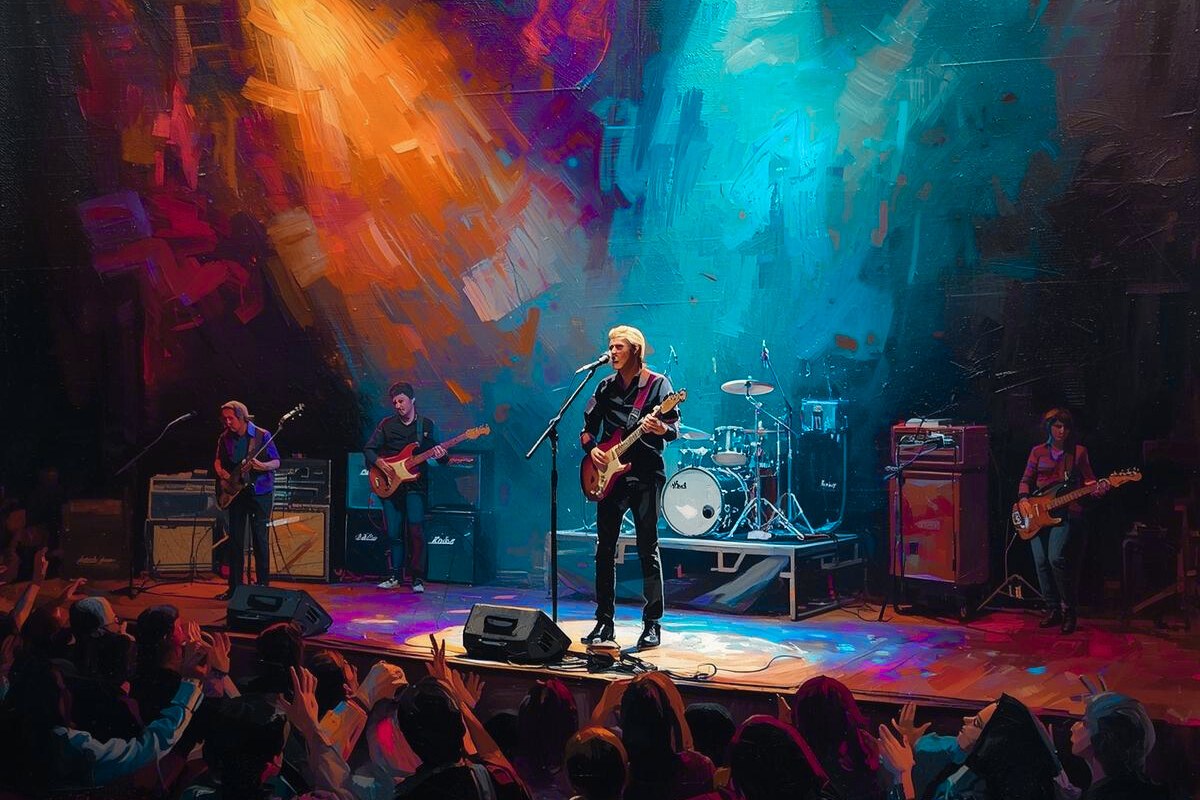 Chico pintando un cuadro en un evento