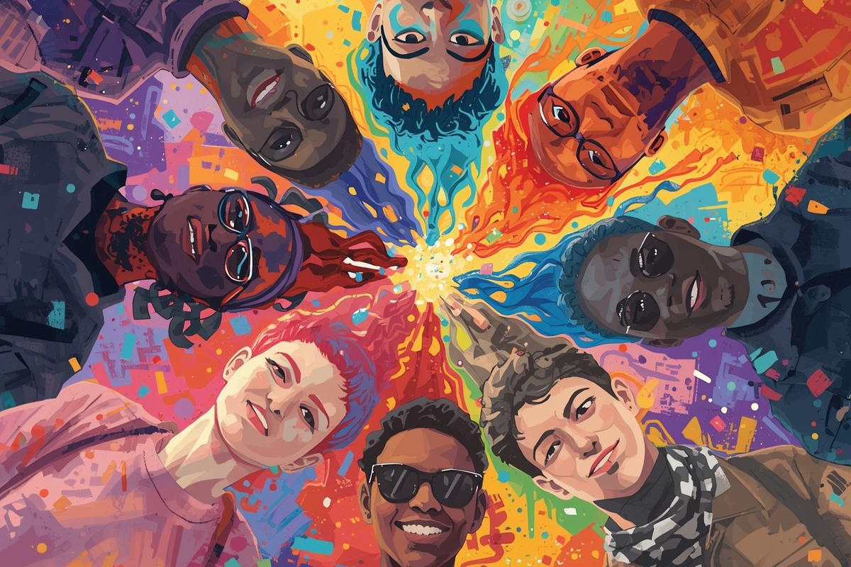 Chico pintando un cuadro en un evento