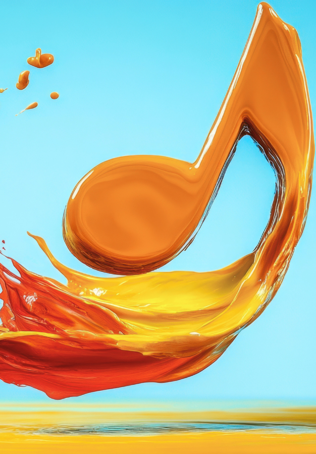 nota musical artística con colores vivos