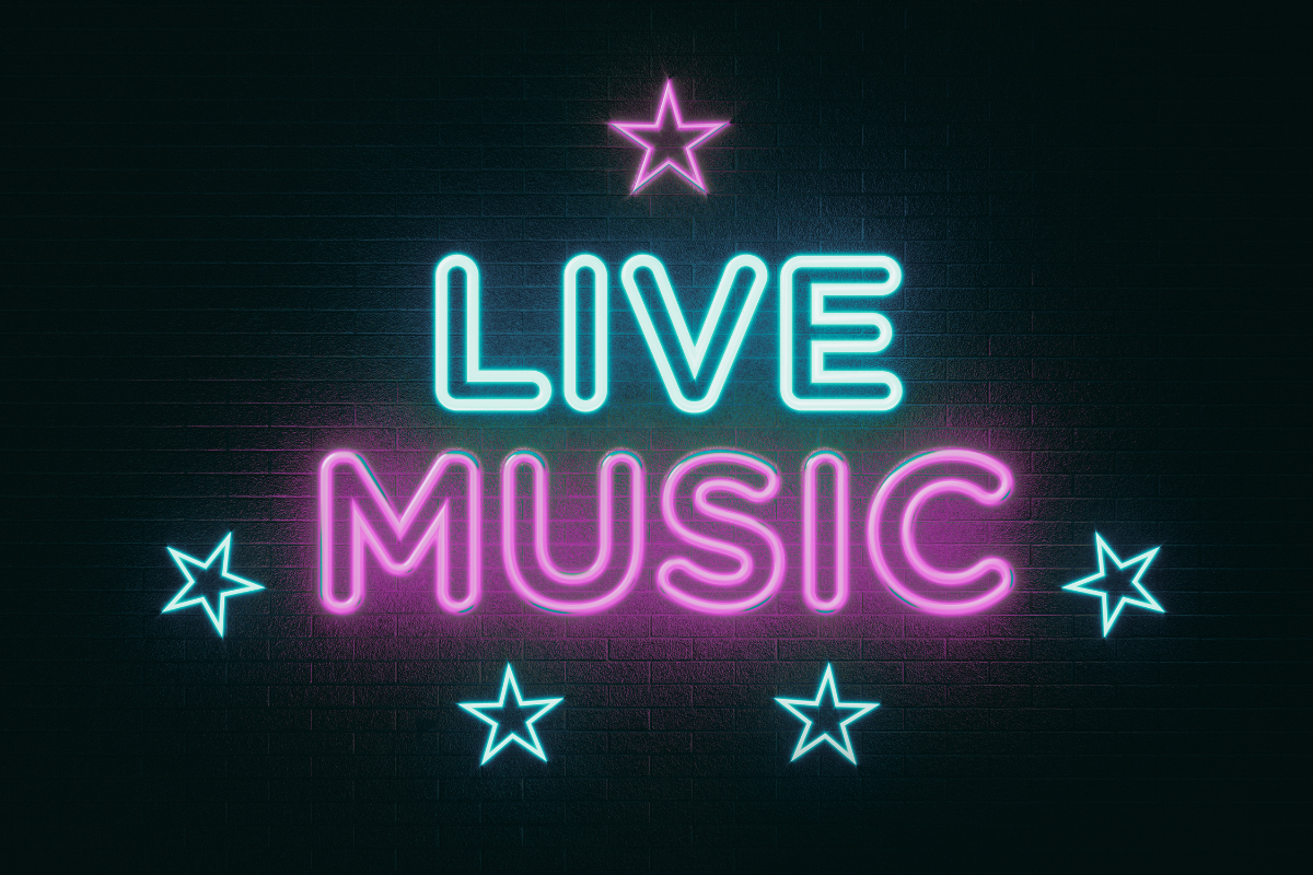 Cartel brillante de Live music